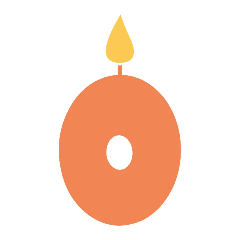 Number 0 Birthday Candle