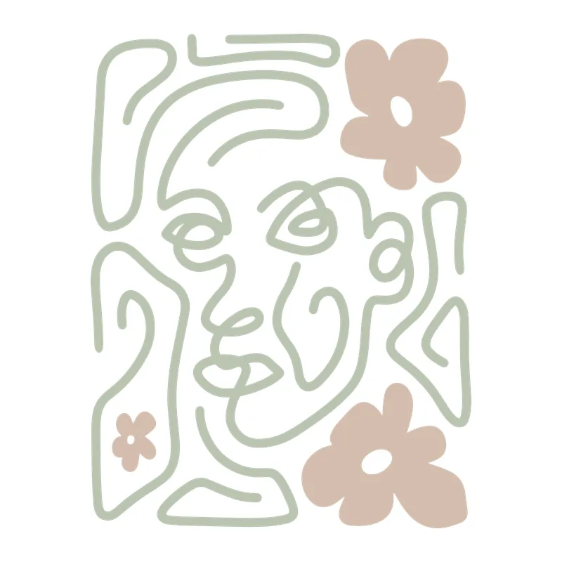 Abstract Face and Flowers