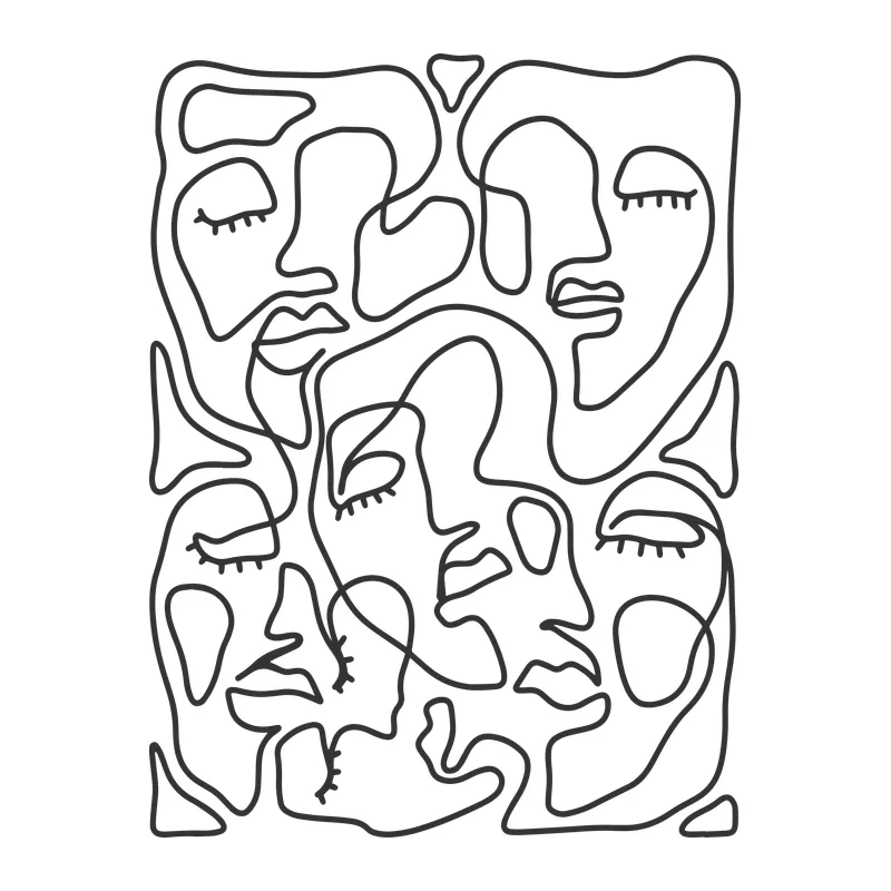 Abstract Line Art Faces
