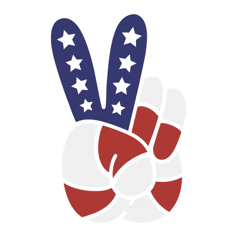 American Flag Peace Fingers
