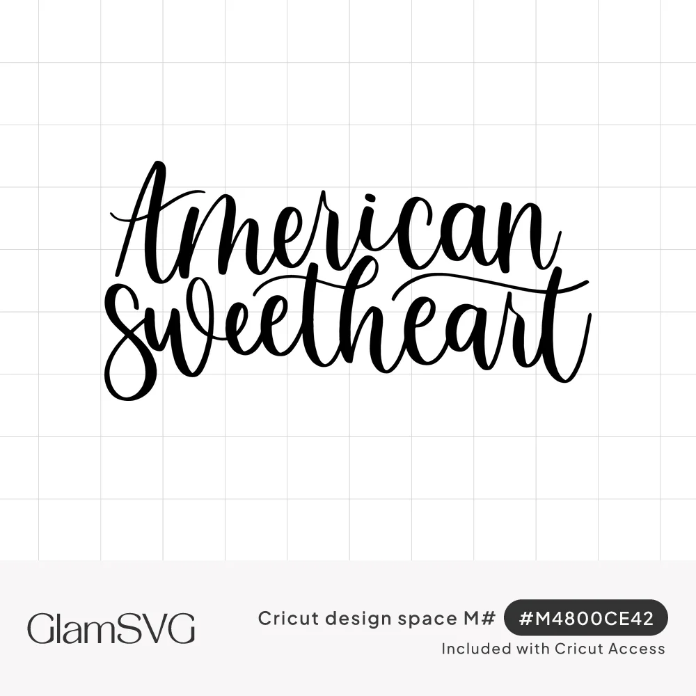 Black brush script lettering reading American Sweetheart on two lines with flowing swashes