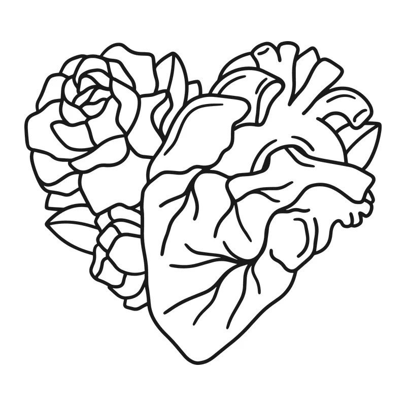 Anatomical Heart and Roses