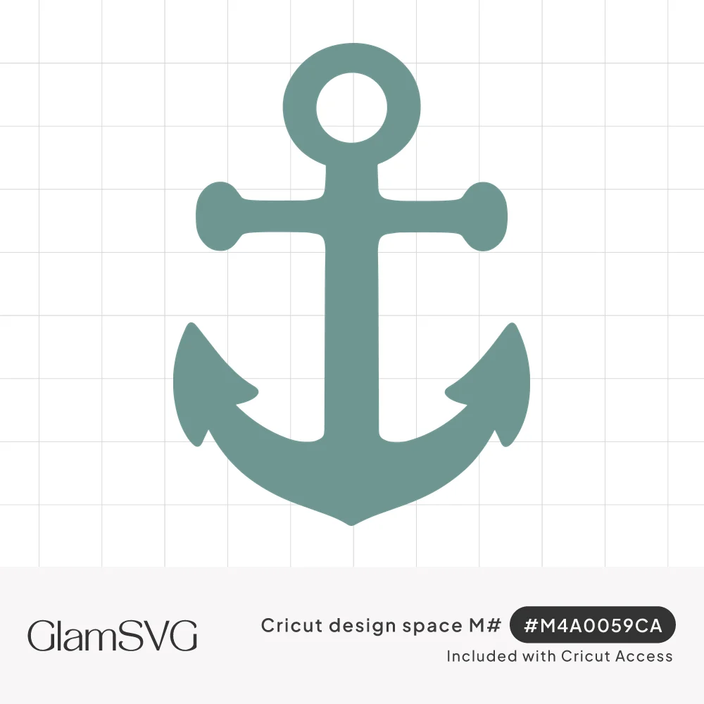 Solid sea green silhouette of a classic ship's anchor with a top ring, crossbar stock and two curved flukes