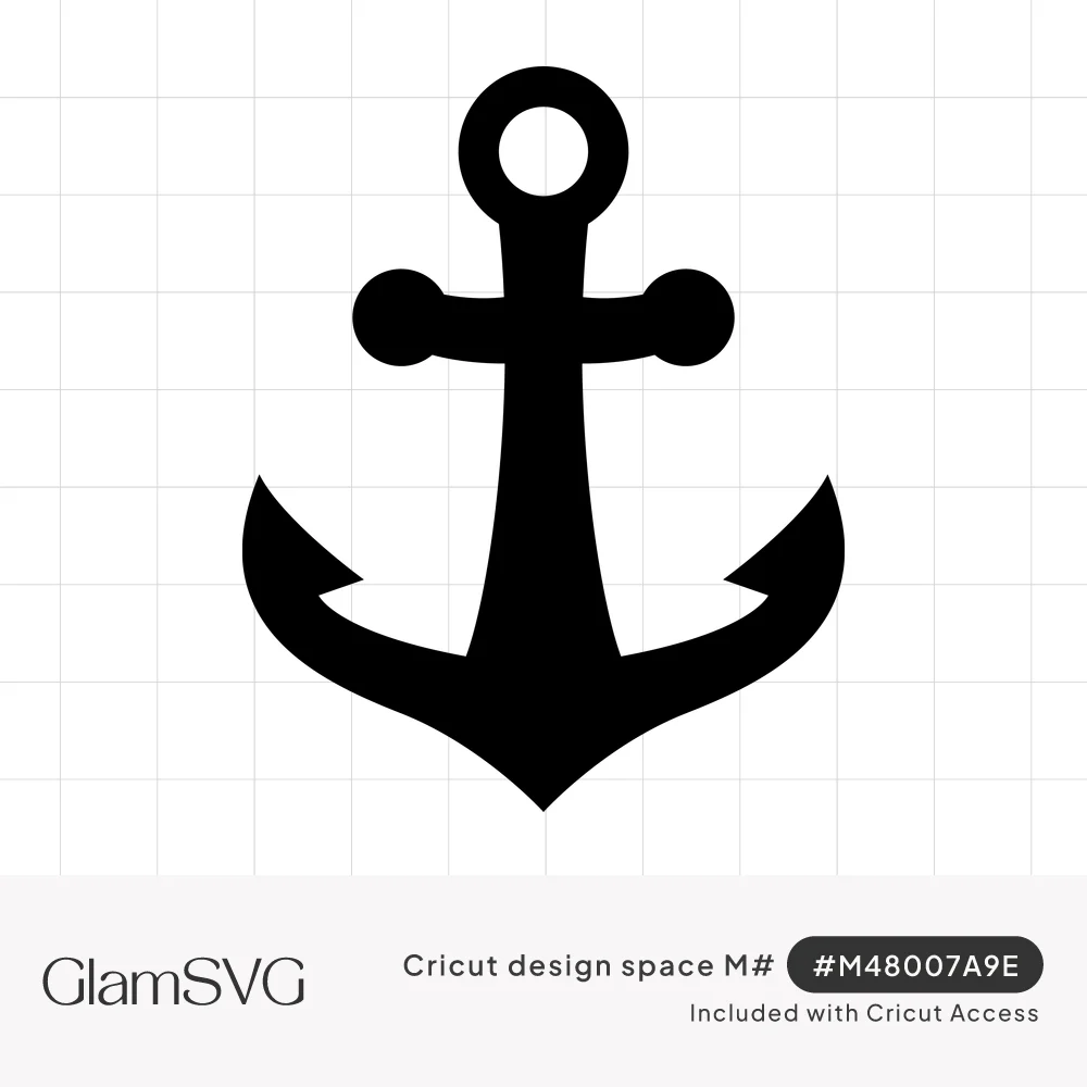 Solid black anchor silhouette with a round top ring, rounded crossbar, and curved pointed flukes