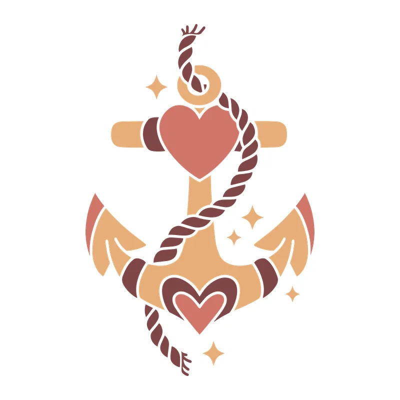 Anchor With Hearts and Rope