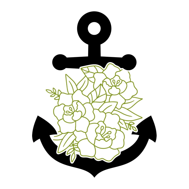 Anchor and Flowers