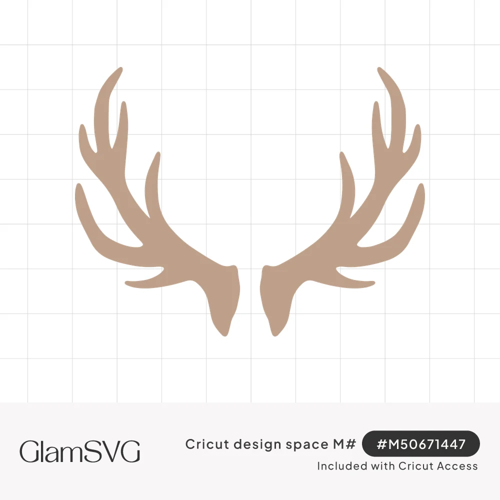 Pair of tan deer antler silhouettes curving outward with branching tines and open space between them