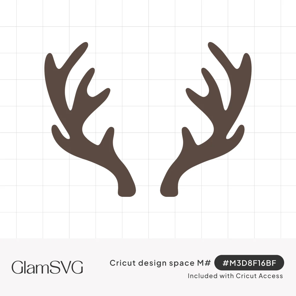 Solid brown silhouette of a symmetrical pair of branching deer antlers with empty space between them