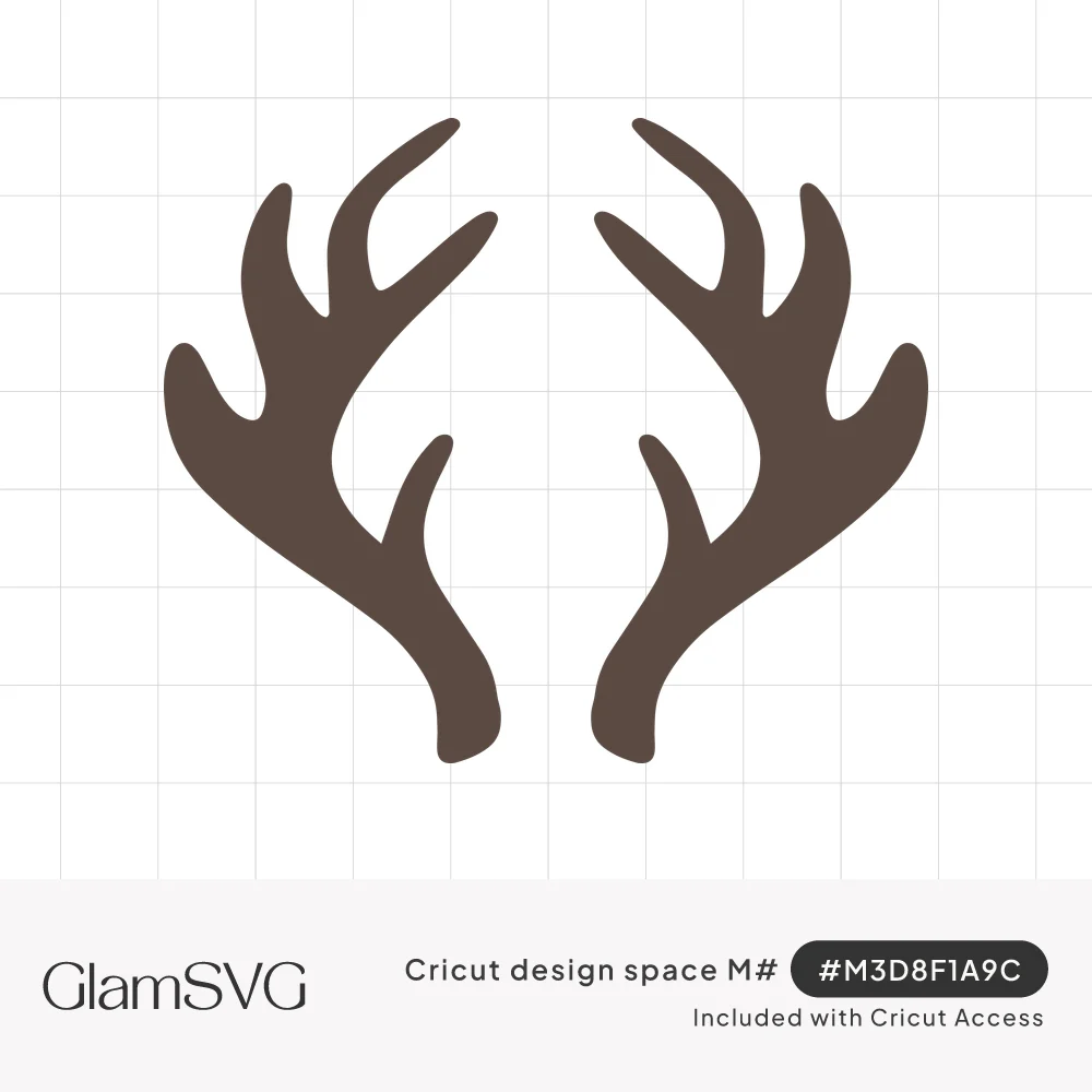 Pair of symmetrical brown deer antlers in a solid silhouette on a white background