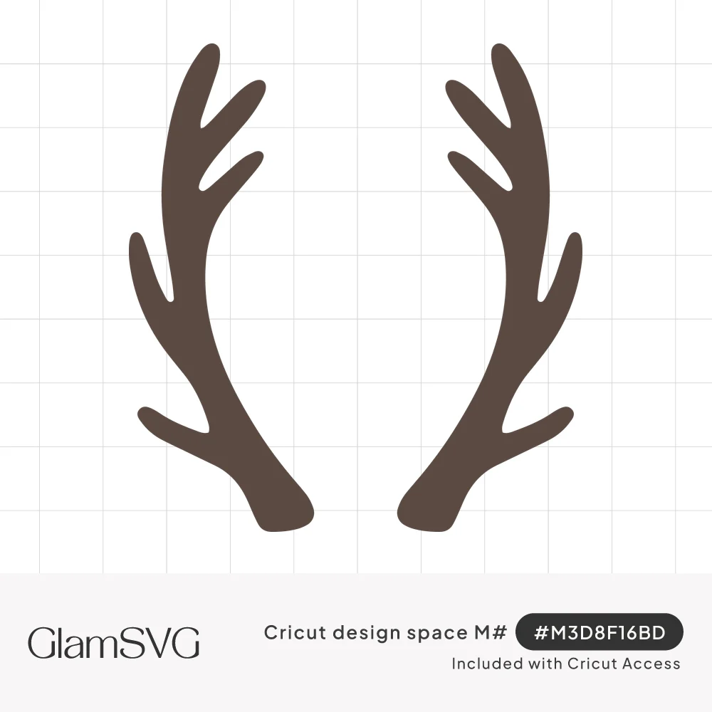 Mirrored pair of brown deer antler silhouettes with branching tines on a white background