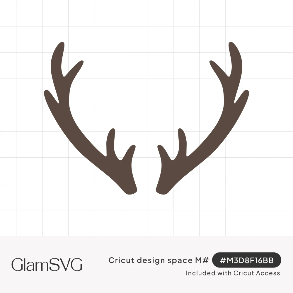 Brown silhouette of a symmetrical pair of deer antlers with open space between them on a white background