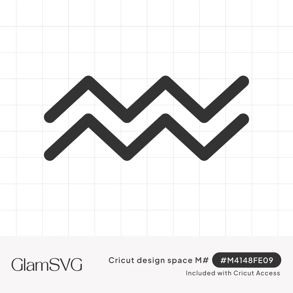 Aquarius zodiac symbol drawn as two parallel dark gray zigzag lines with rounded ends on a white background