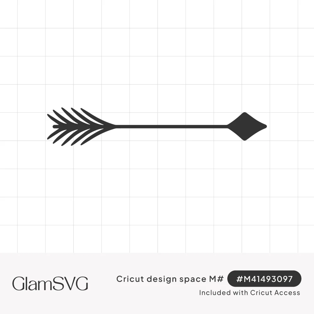 Solid black horizontal arrow with a diamond-shaped tip and feathered fletching on a white background