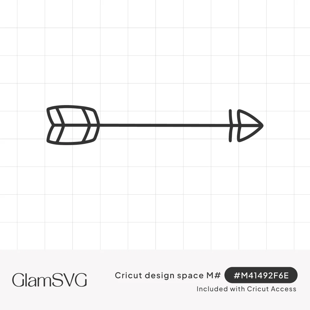 Black line drawing of a long horizontal arrow with chevron fletching on the left and a triangle arrowhead on the right