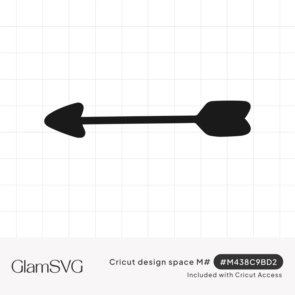 Solid black arrow silhouette pointing left with a rounded arrowhead and notched fletching on a thin straight shaft
