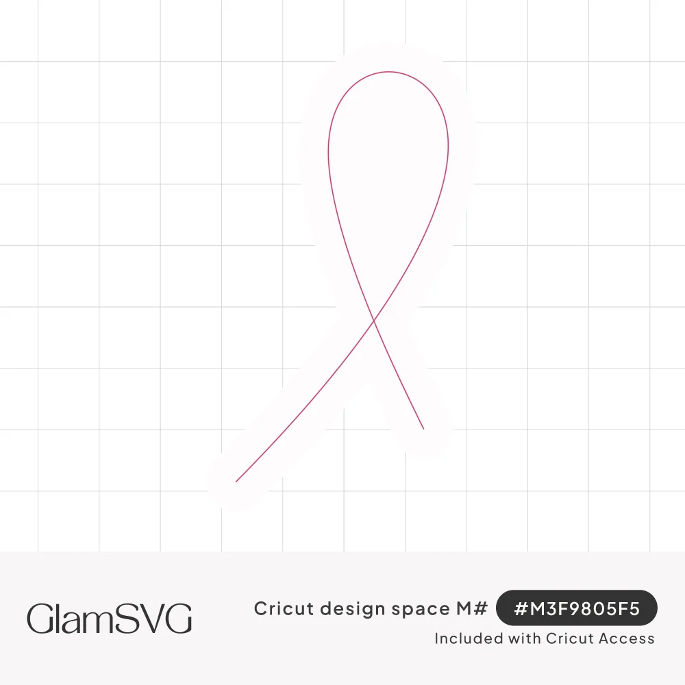 Minimalist single-line pink awareness ribbon drawn as a thin looping stroke on a white background