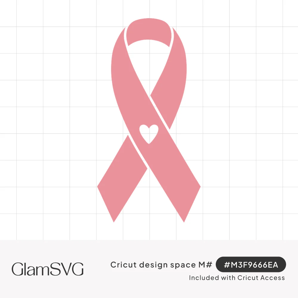 Pink looped awareness ribbon with a small white heart cut out of the lower ribbon fold