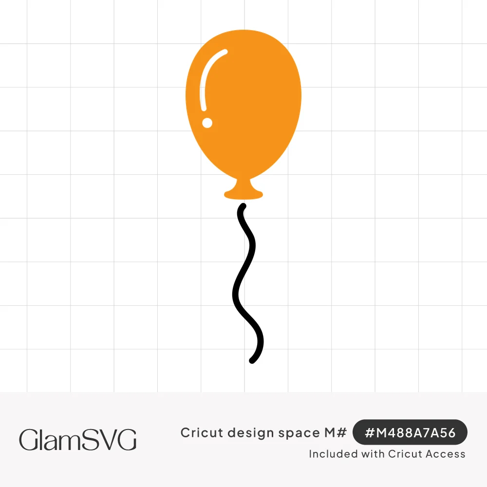 Flat illustration of a single orange balloon with a white highlight and a wavy black string