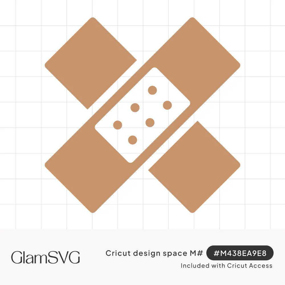 Two tan adhesive bandages crossed in an X with a white dotted pad at the center