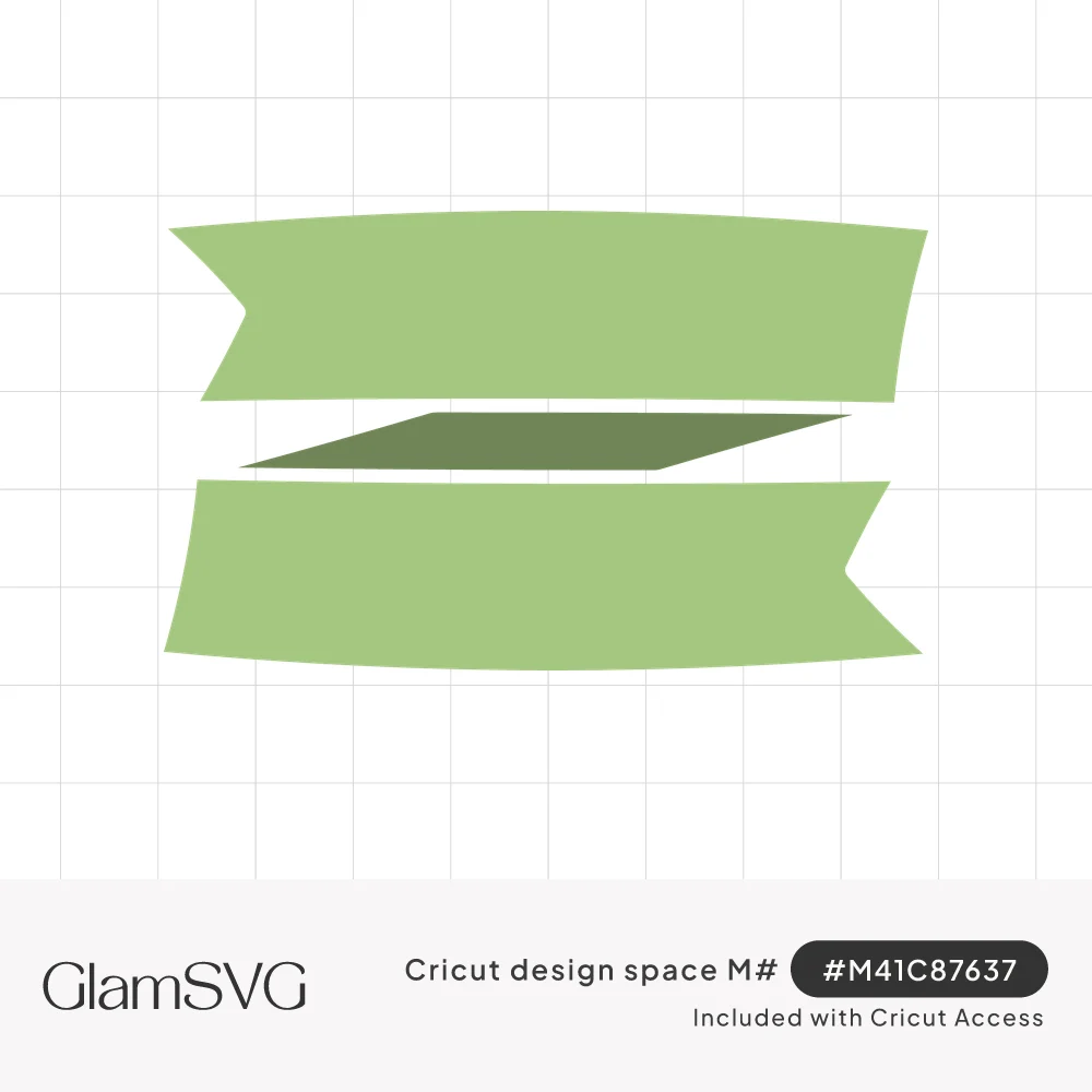 Blank sage green two-tier ribbon banner with notched swallowtail ends and a darker green fold between the bands