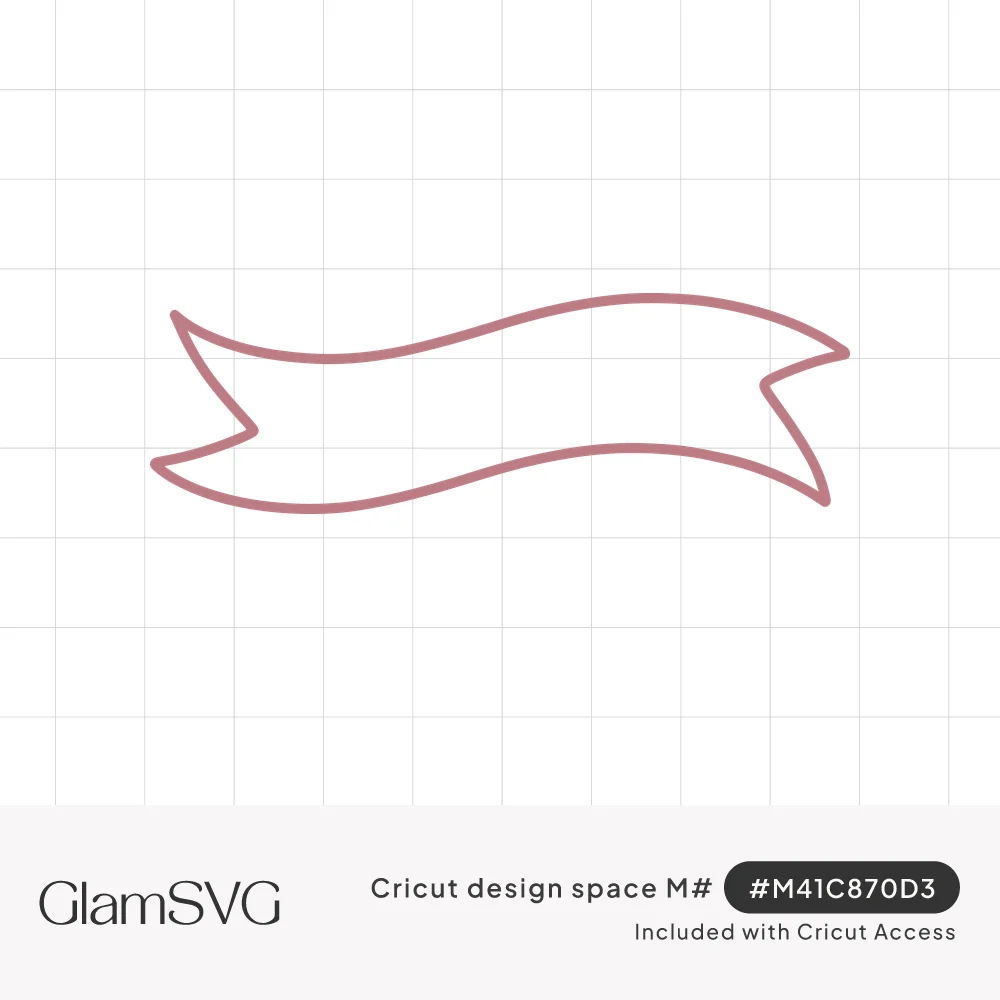 Hand-drawn wavy ribbon banner outline in dusty rose with notched tails on both ends and a blank center
