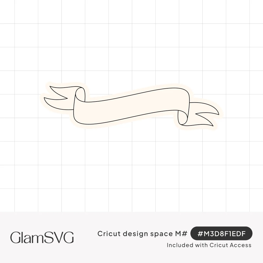 Outlined blank ribbon banner with a gentle wave and curled swallowtail ends on both sides