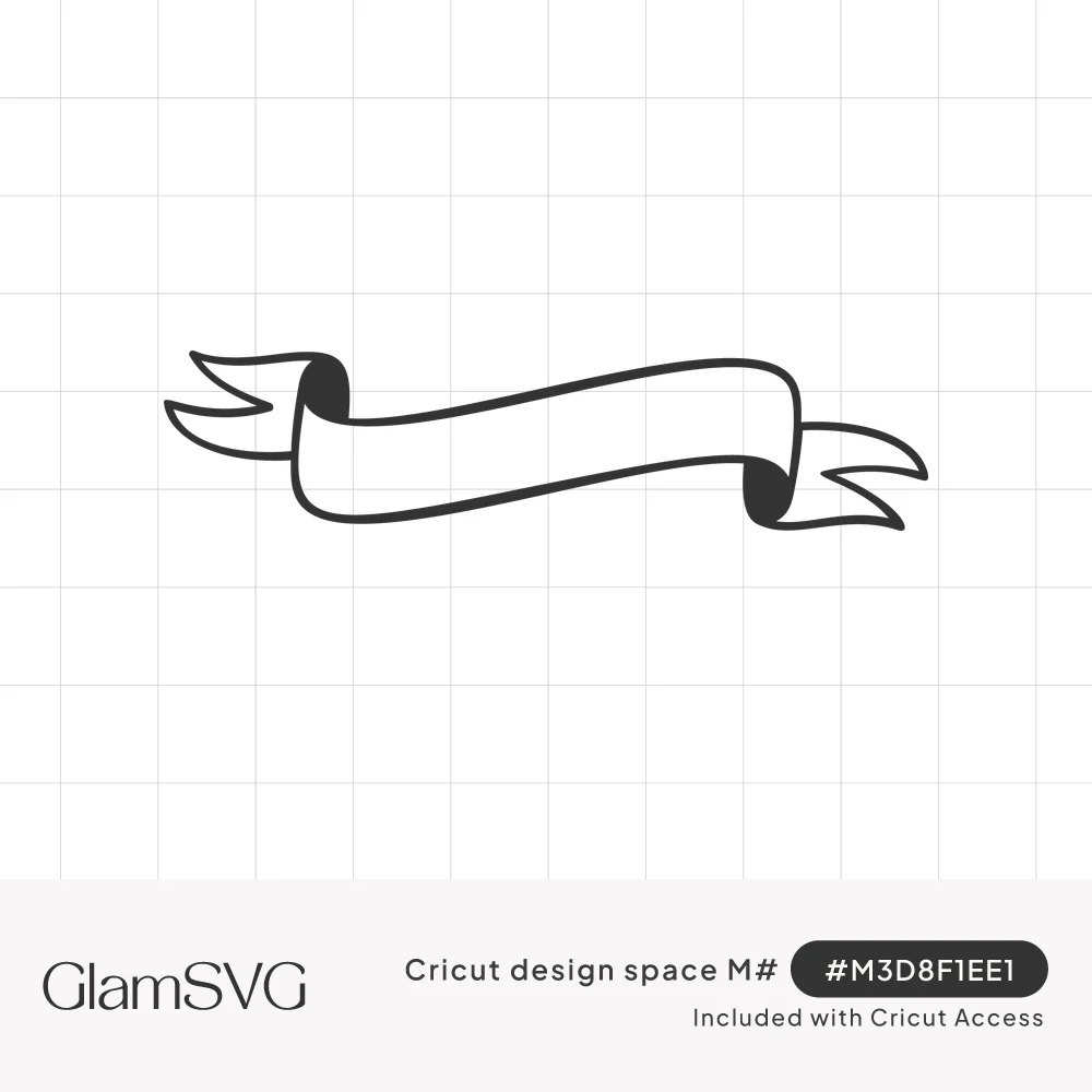 Black outlined wavy ribbon banner with solid curled ends and notched tails on both sides, blank center