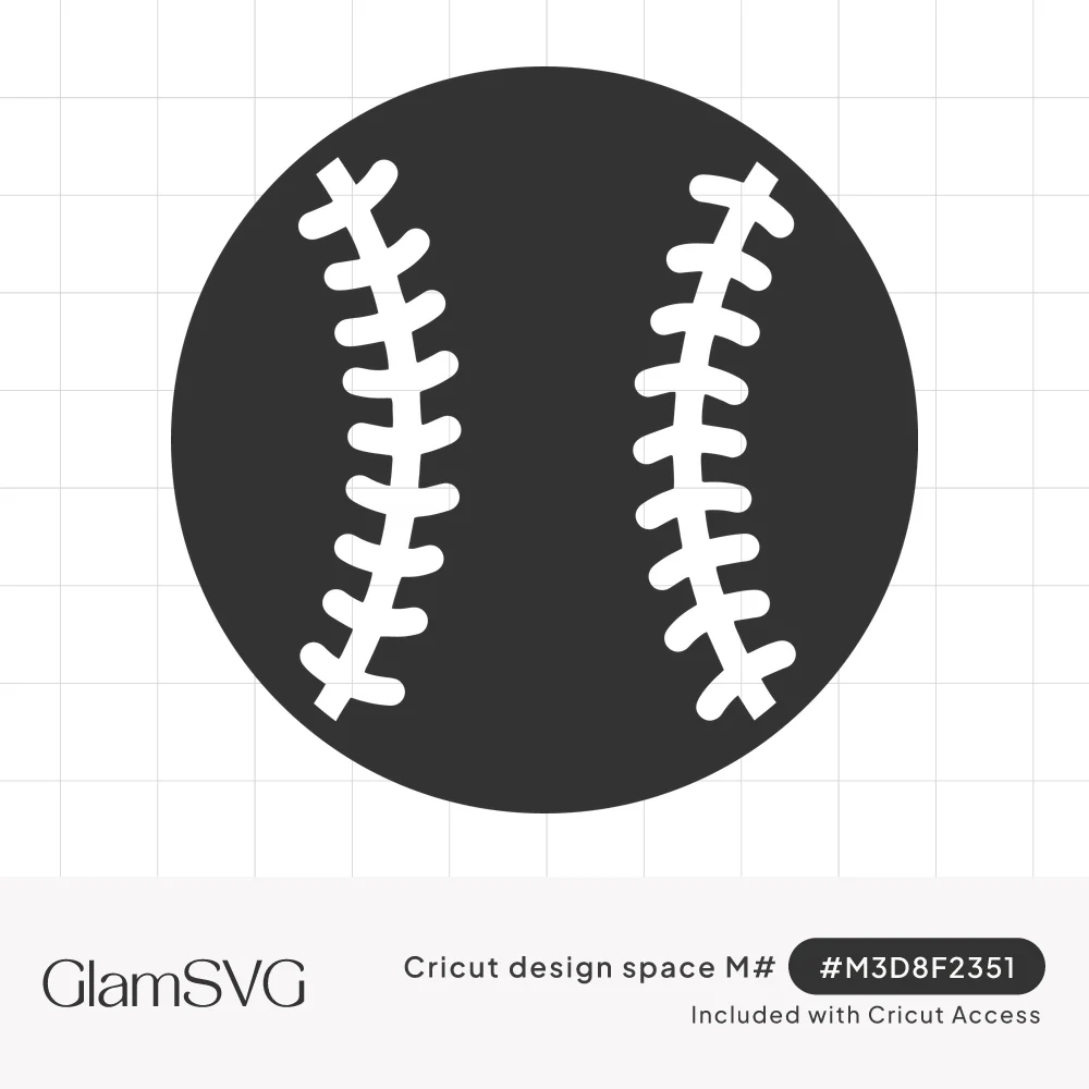 Solid dark circle baseball silhouette with two curved rows of white stitching marks