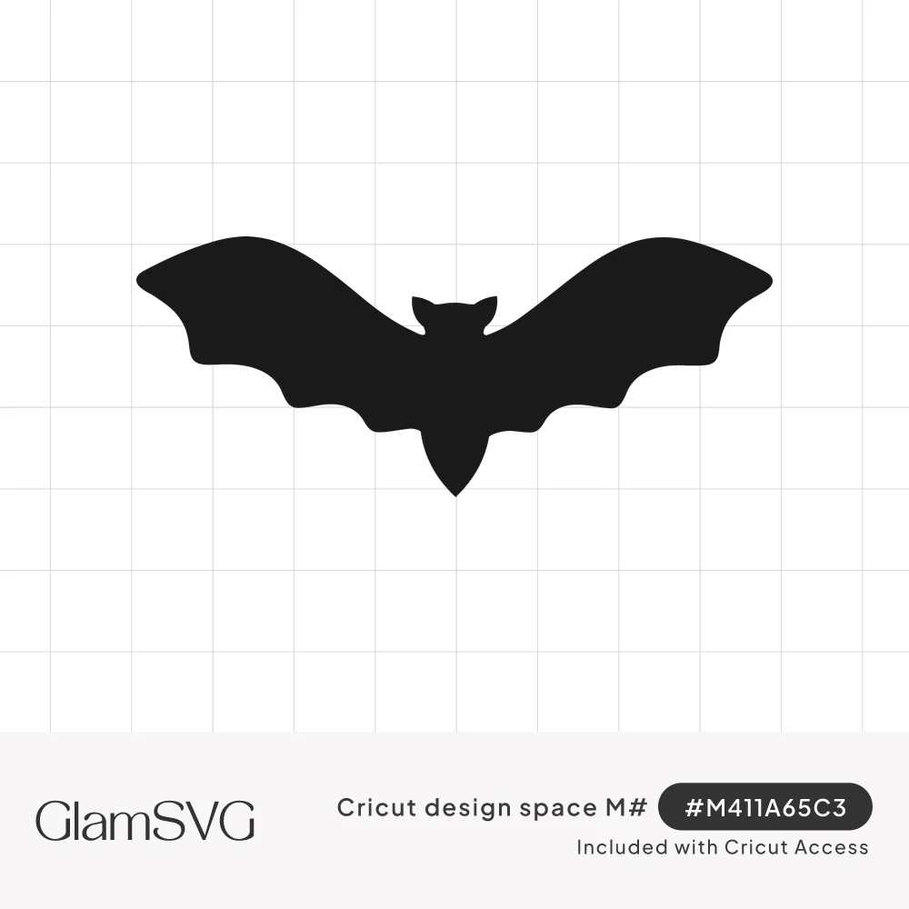 Solid black silhouette of a bat with outstretched scalloped wings, pointed ears and a tapered tail