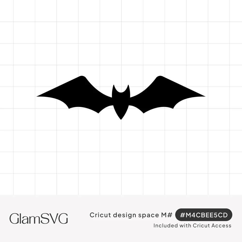 Solid black silhouette of a bat with wide outstretched pointed wings and small ears on a white background