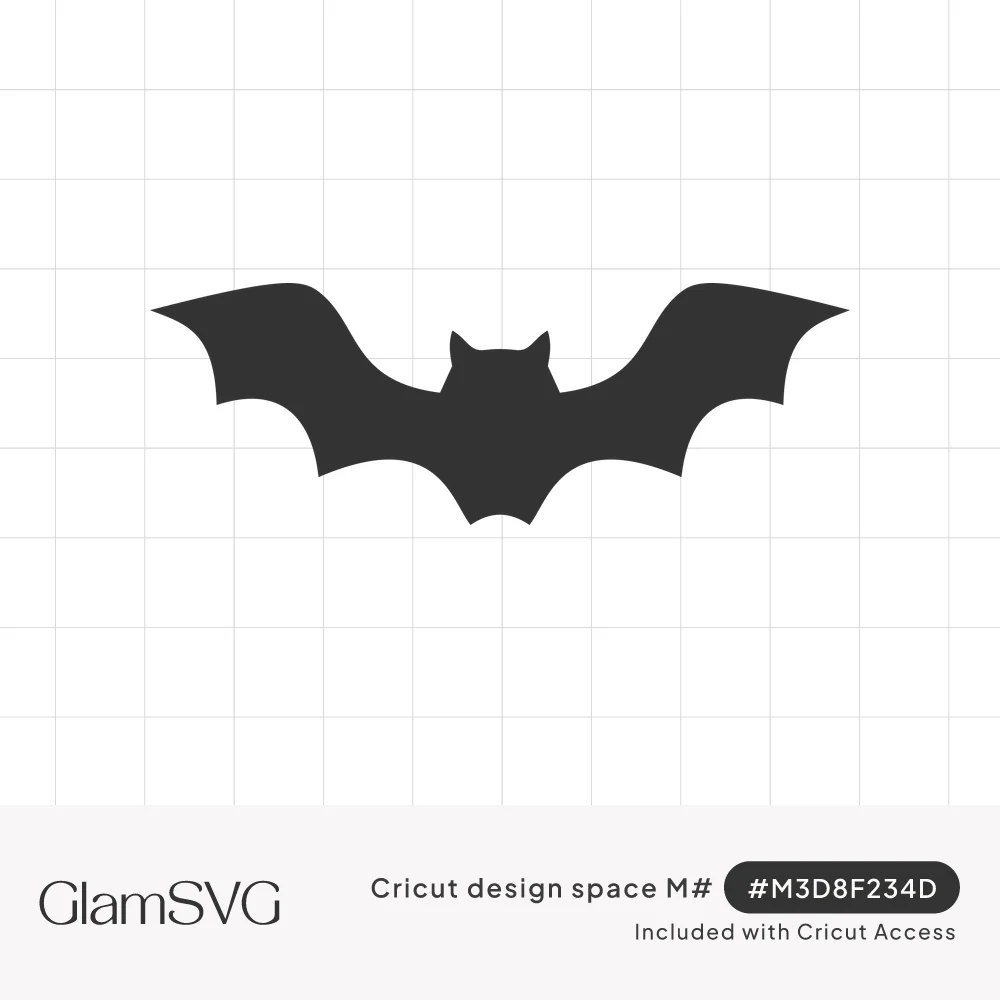 Solid dark gray bat silhouette with outstretched scalloped wings and small pointed ears on a white background