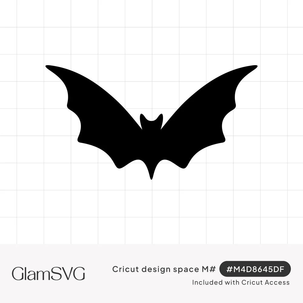 Solid black silhouette of a flying bat with outstretched scalloped wings and pointed ears on a white background