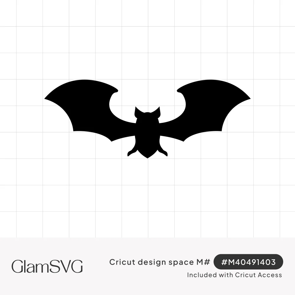 Black silhouette of a bat with wide spread scalloped wings and small pointed ears on a white background