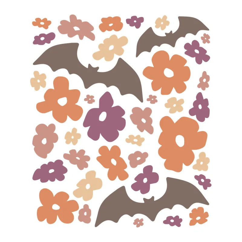 Bats and Retro Flowers