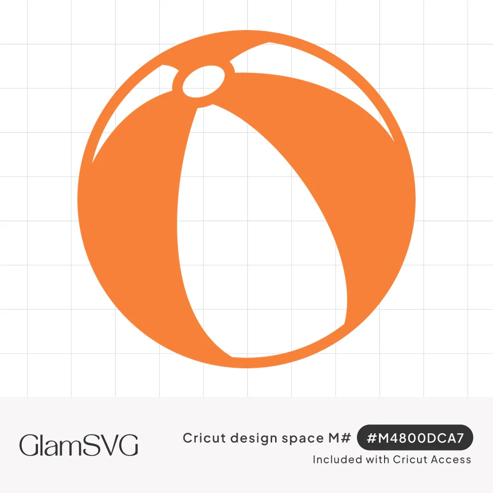 Orange and white beach ball silhouette with curved striped panels and a small valve at the top