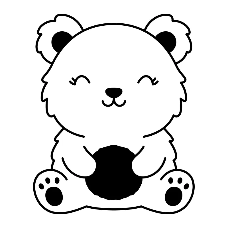 Cute Fluffy Bear Holding Ball