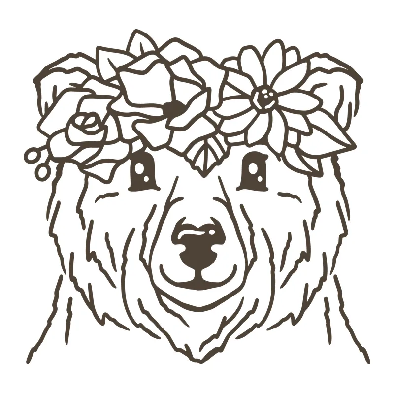 Bear Face with Flower Crown