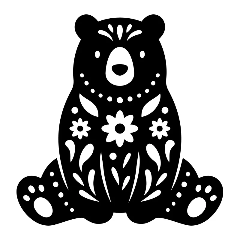 Folk Art Floral Bear