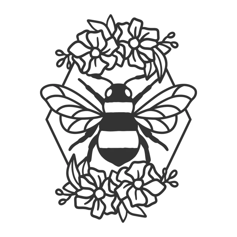 Bee and Flower Hexagon Frame