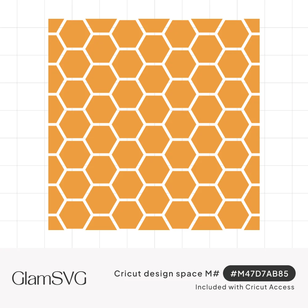 Repeating honeycomb pattern of orange hexagons separated by thin white lines on a square background