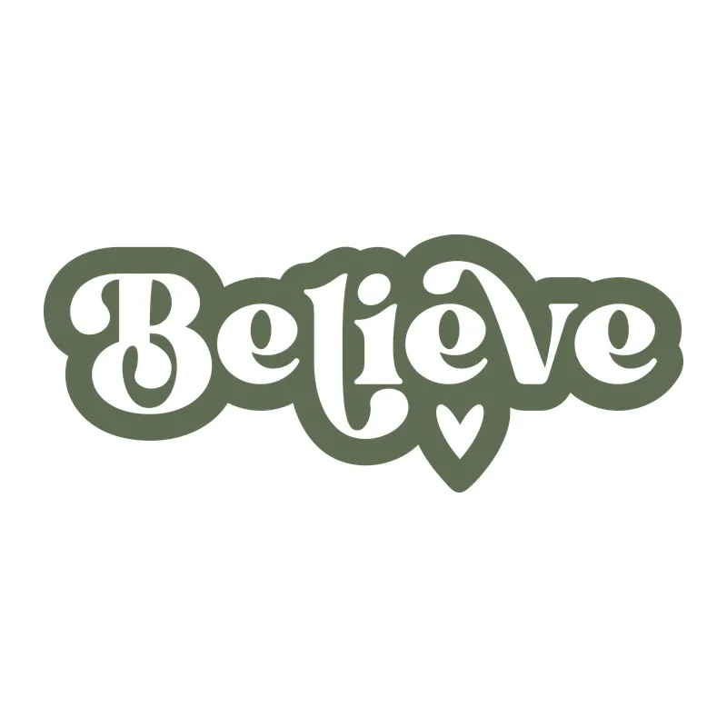 Retro Believe Word with Heart