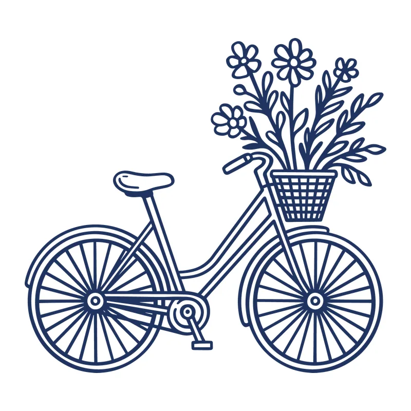 Bicycle With Flower Basket