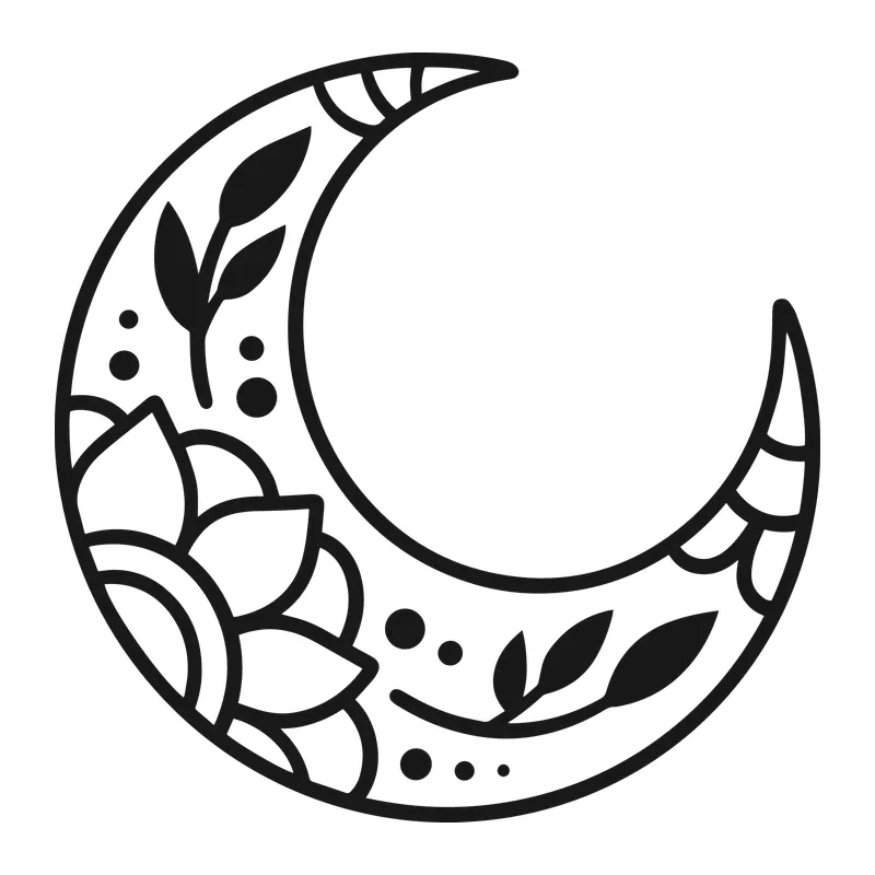 Boho Floral Crescent Moon