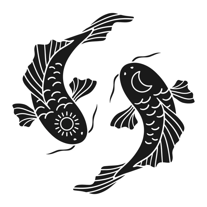 Boho Sun and Moon Koi Fish