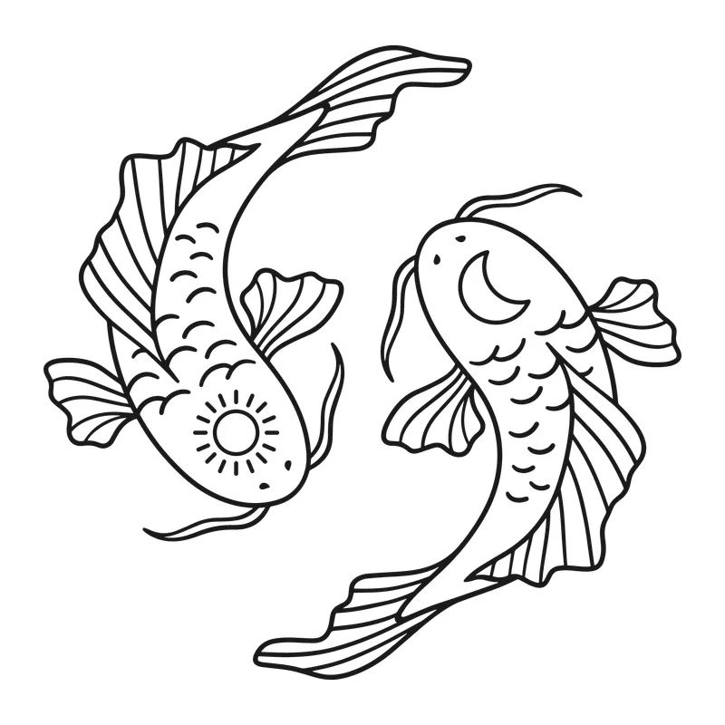 Boho Sun And Moon Koi Fish