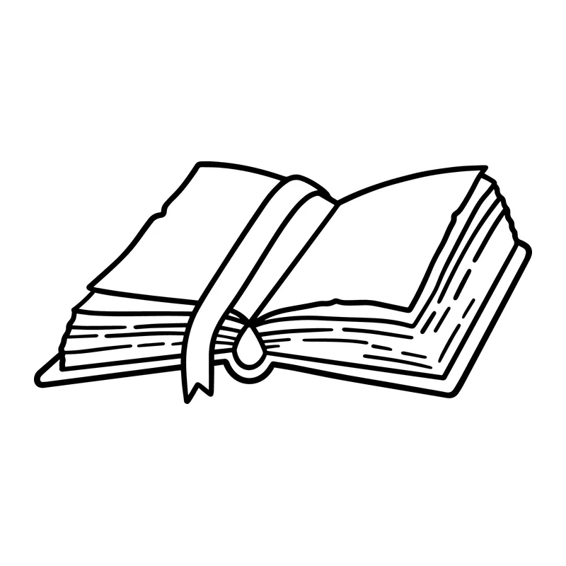 Open Book With Ribbon Bookmark