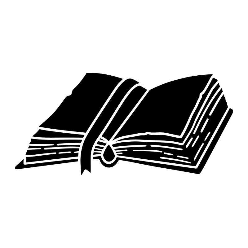 Open Book With Ribbon Bookmark