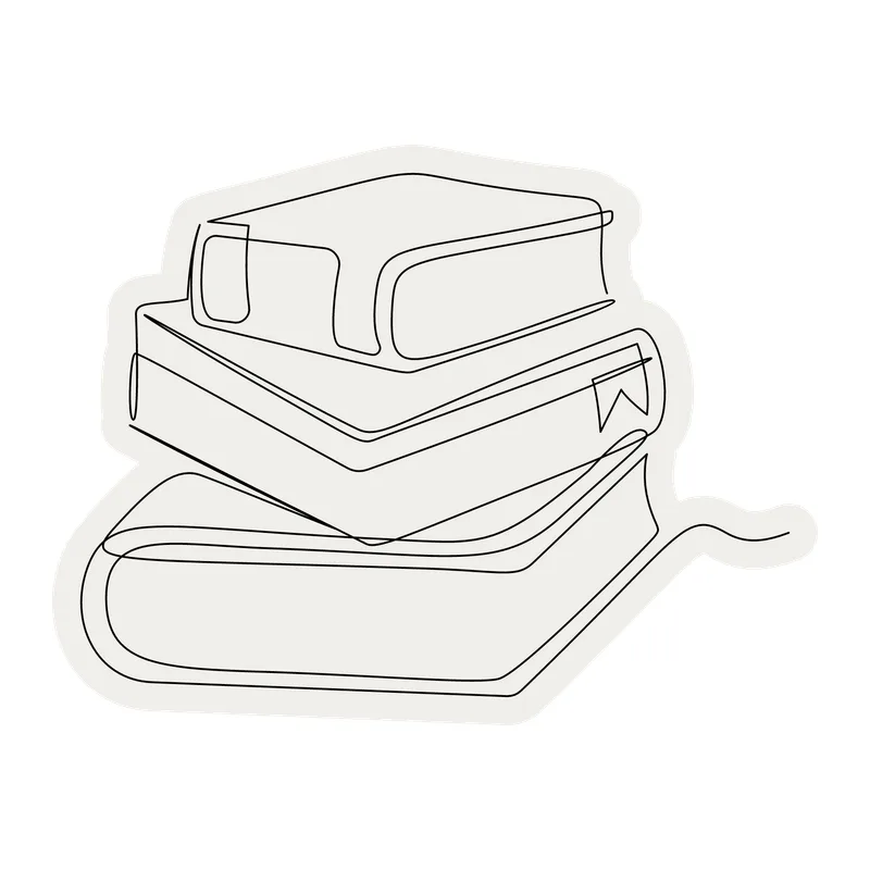 Stacked Books Line Art