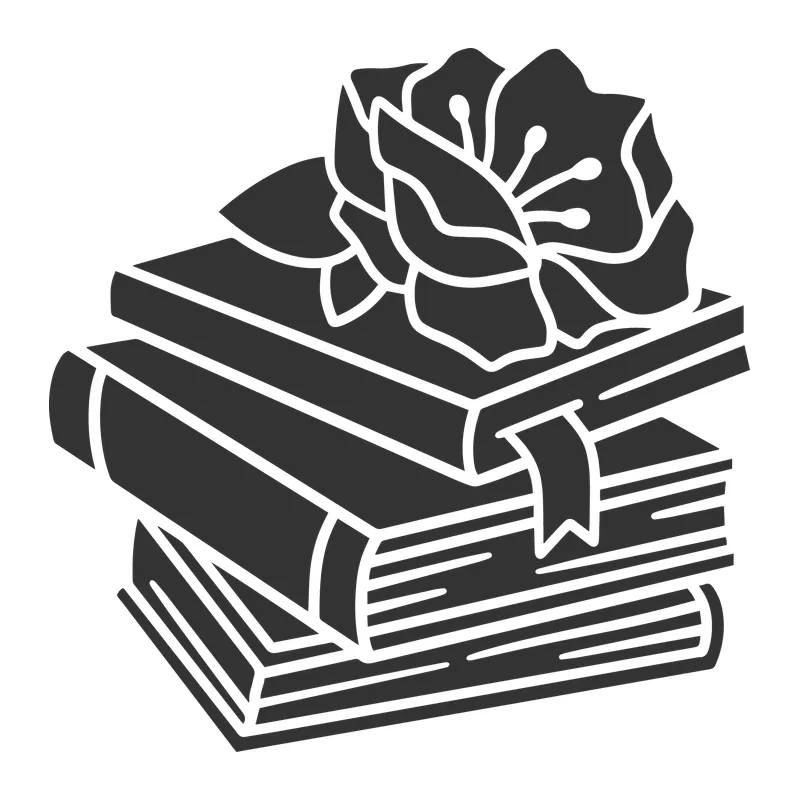 Stacked Books and Flower