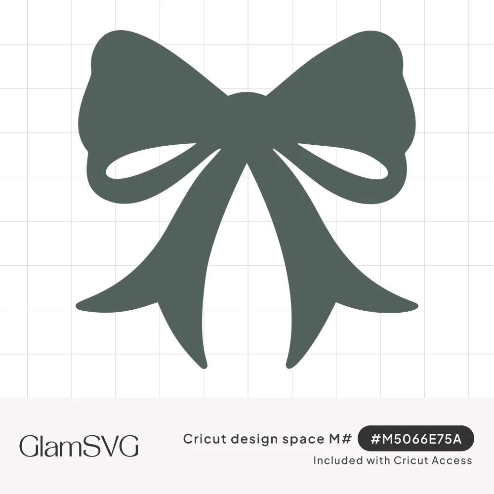 Slate green silhouette of a ribbon bow with two rounded loops, open cutouts and long flowing notched tails